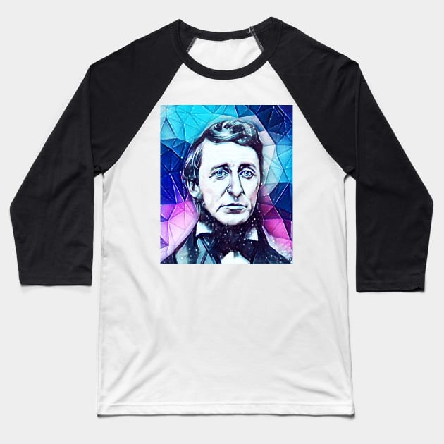Henry David Thoreau Snowy Portrait | Henry David Thoreau Artwork 5 Baseball T-Shirt by JustLit